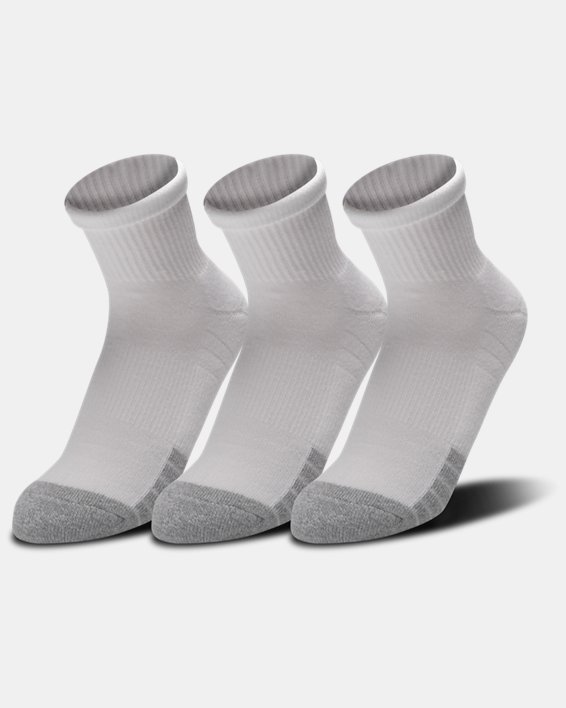 Unisex HeatGear® knöchelhohe Socken im 3er-Pack, White, pdpMainDesktop image number 0